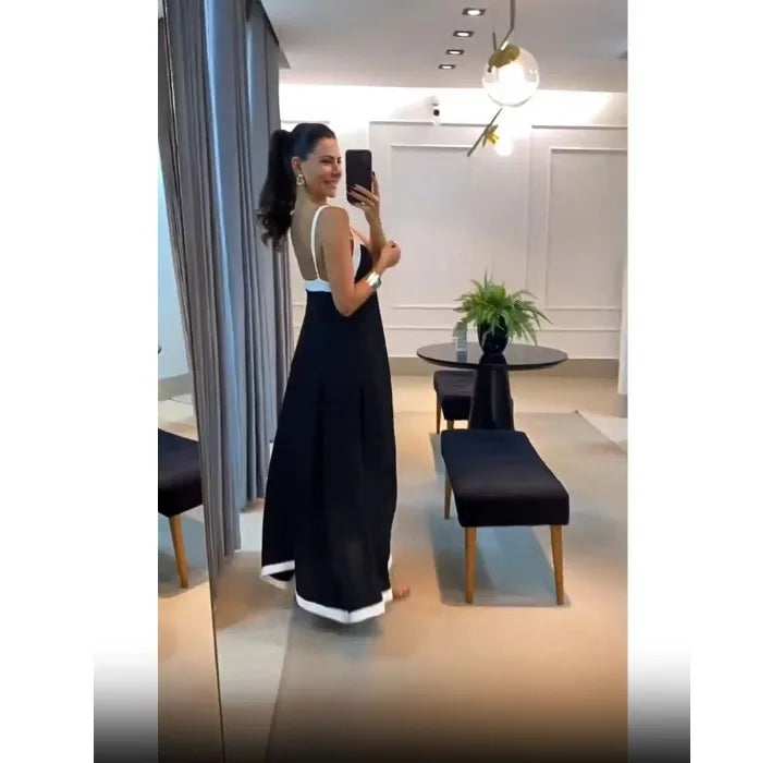 Vestido Longo Minimalista Nidóre – Elegância Urbana