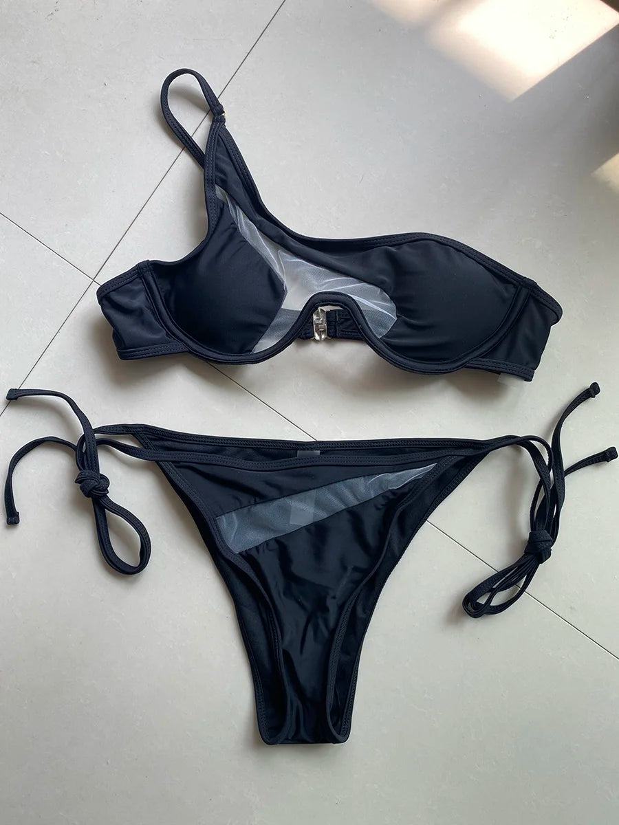 Biquíni Nidóre Asymmetric Mesh – Modernidade e Charme