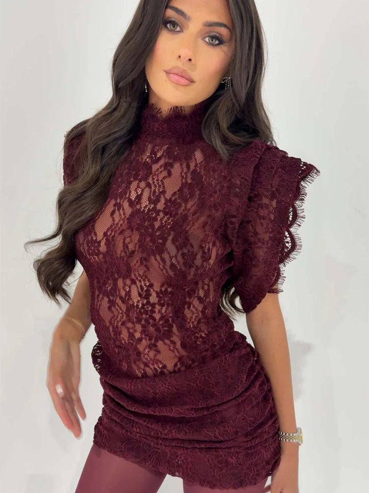Vestido Curto de Renda Noir Nidóre